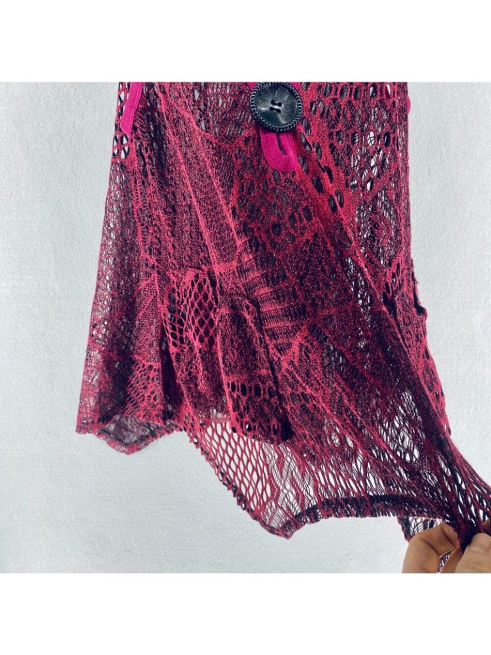 Womens Fairycore Lace Top Small Purple Stretch Crochet Knit Babydoll - Picture 3 of 11